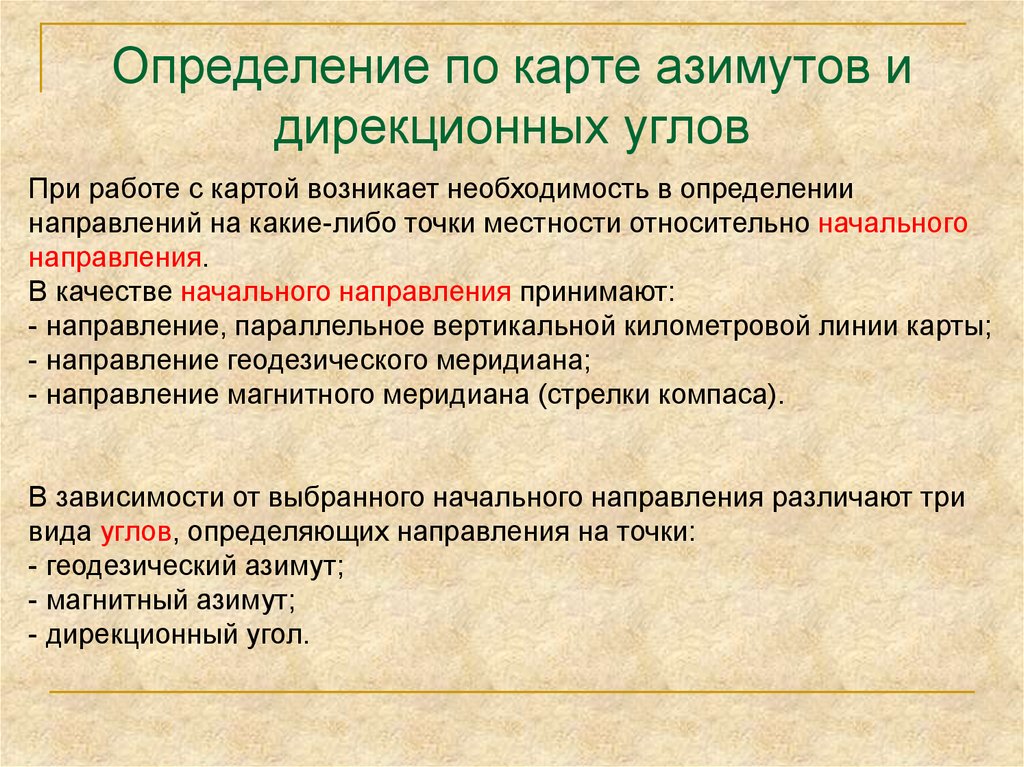 Начальное направление. Карта это определение. Определение по карте азимутов и дирекционных углов. Карта дать определение. Работа с картами это определение.