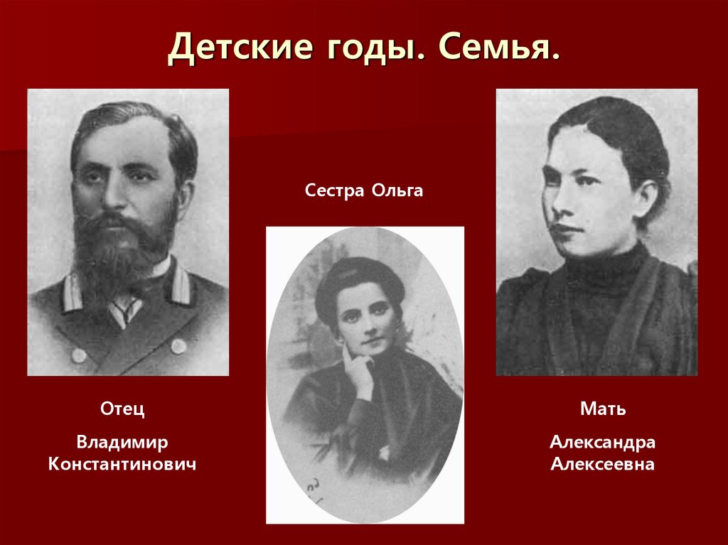 Детские годы. Семья.