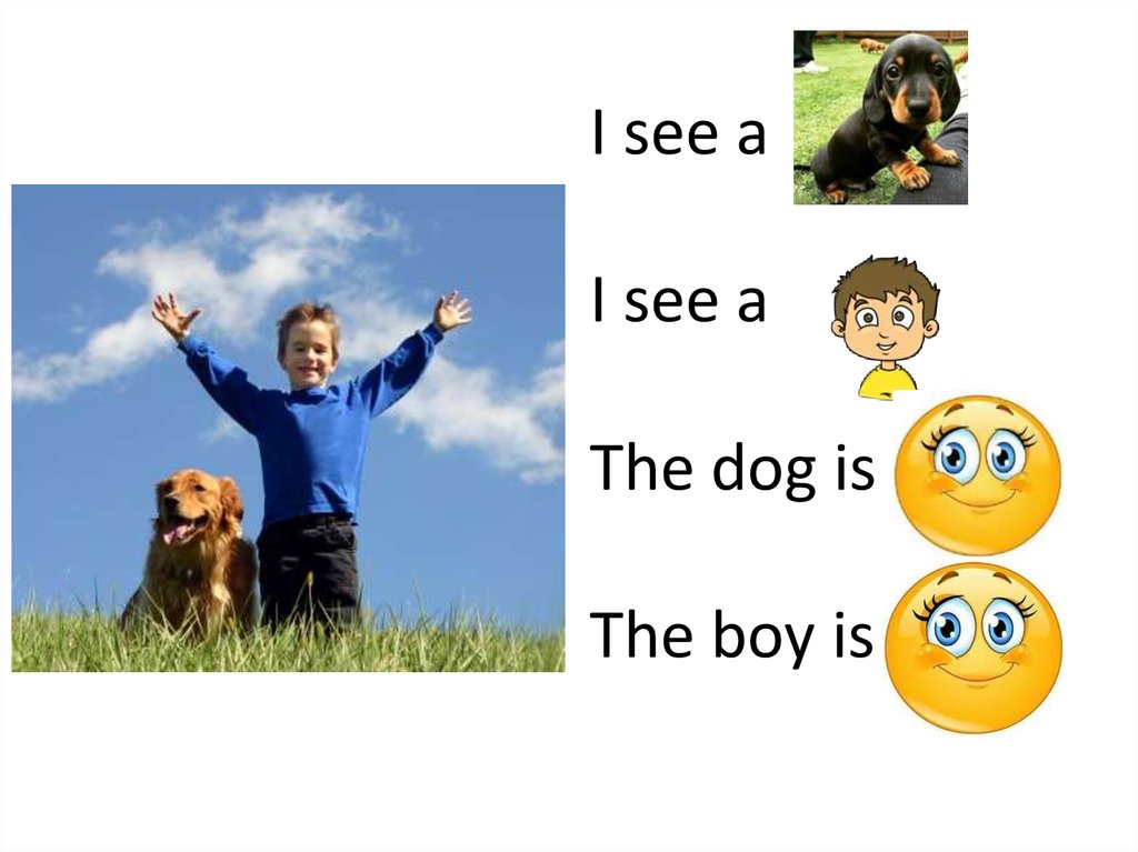I see a I see a The dog is The boy is