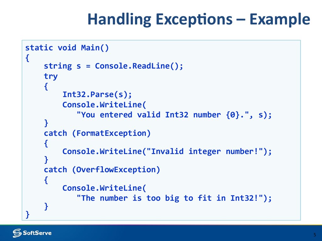 Catching Exceptions in C#