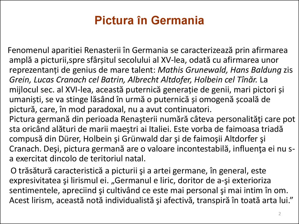 Arta Renașterii In Germania Online Presentation