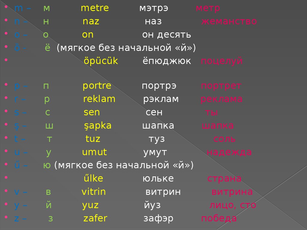 Турецкий Язык. Урок № 1, часть 1. Введение в турецкий язык - презентация  онлайн