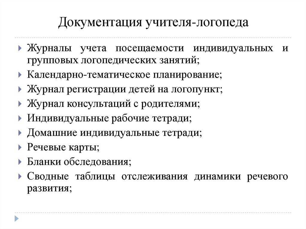 Нормативный документ дефектолог. Документы логопеда. Документация учителя.