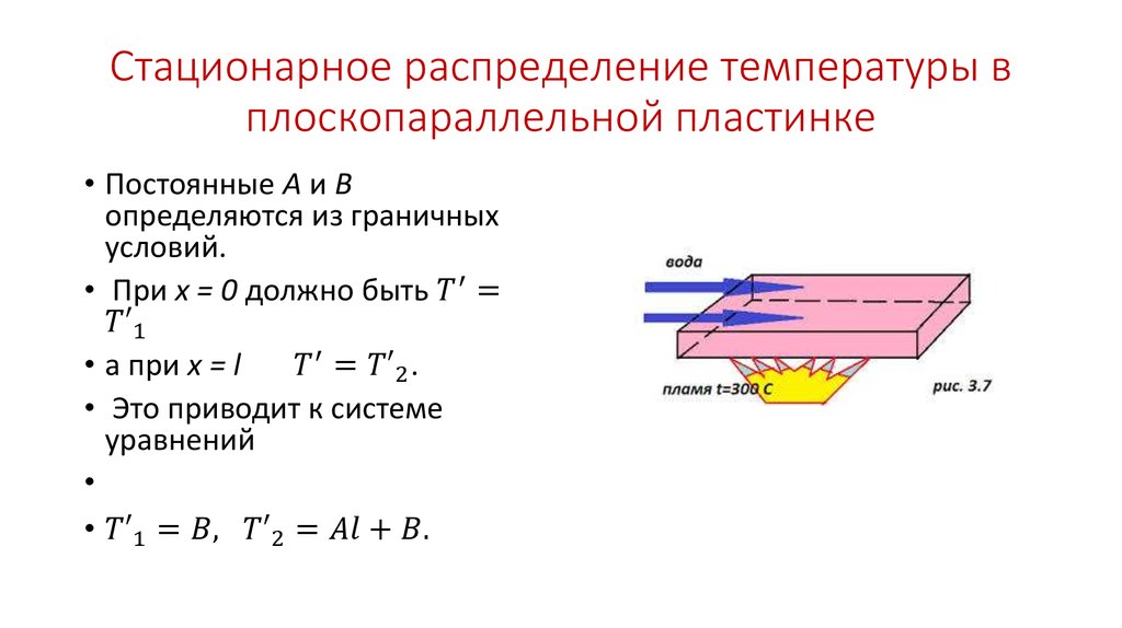 Стационарное распределение температуры в плоскопараллельной пластинке