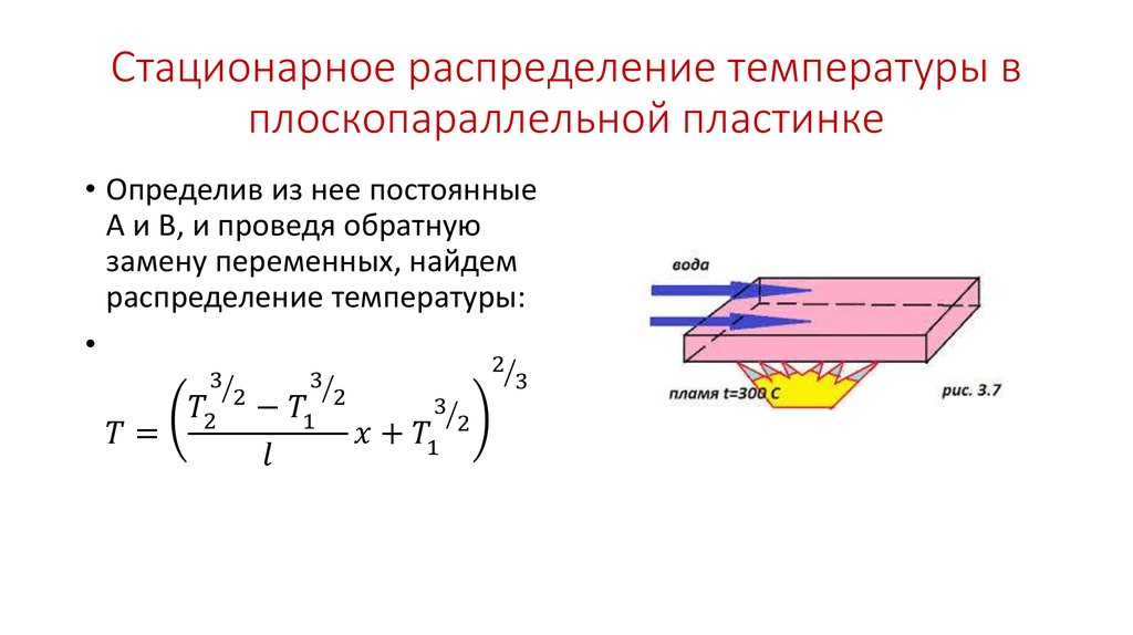 Стационарное распределение температуры в плоскопараллельной пластинке