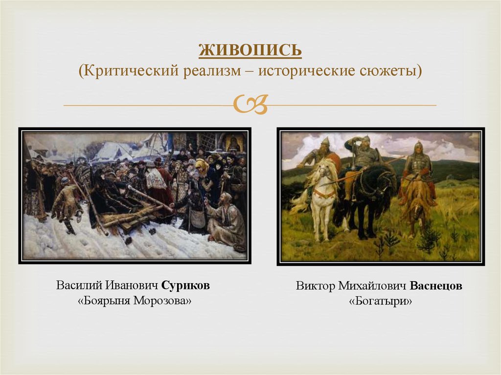 Историческое направления реализм. Васнецов критический реализм. Василий Иванович Суриков богатыри. Суриков критический реализм. Реализм исторические сюжеты.