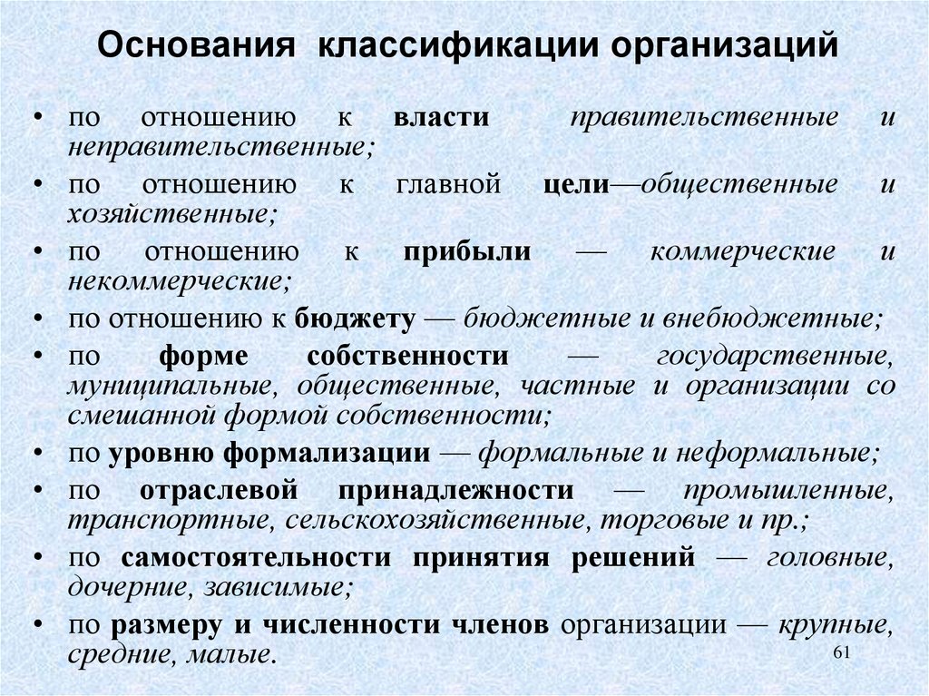 Организации подразделяются. Основания классификации организаций. Классификация социальных организаций. 2. Классификация организаций.. Основания классификации юридических лиц.