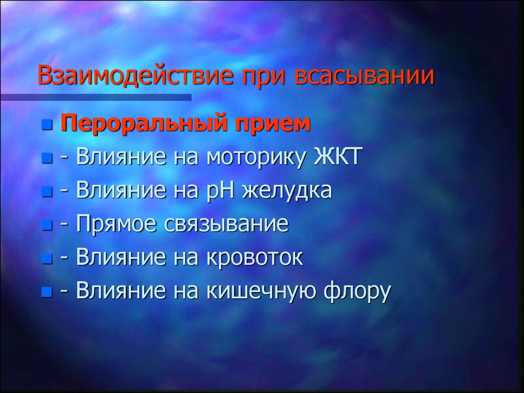 Взаимодействие с 3 ли. Слайд лекции. Лекарственное взаимодействие и всасывание.