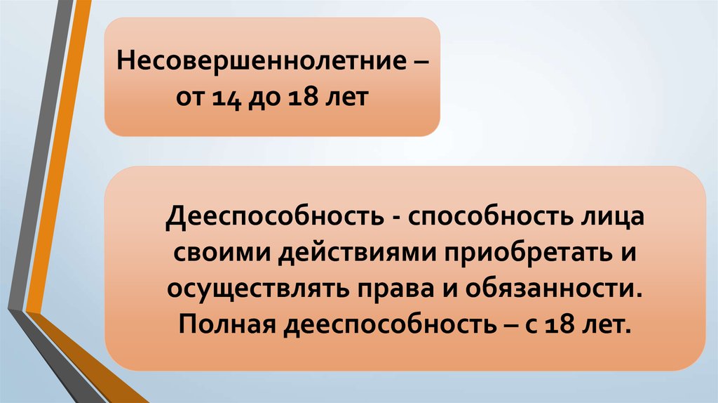 Дееспособность несовершеннолетних презентация