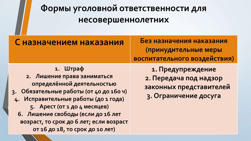 Несовершеннолетние и уголовный закон презентация 8 класс