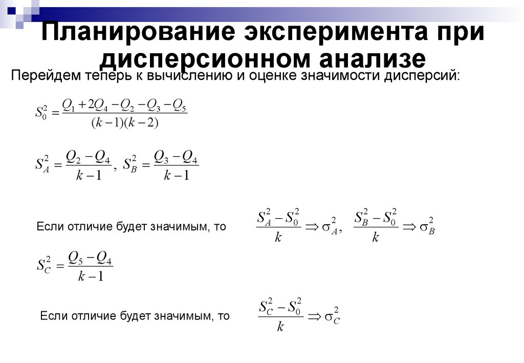 Планирование эксперимента при дисперсионном анализе