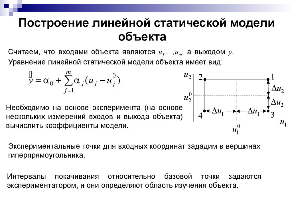 Модели экспериментальных данных. Построение модели объекта. Построить линейную модель.. Построение линейных model. Статическое построение.