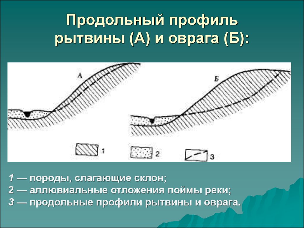 План и поперечный профиль оврага и балки