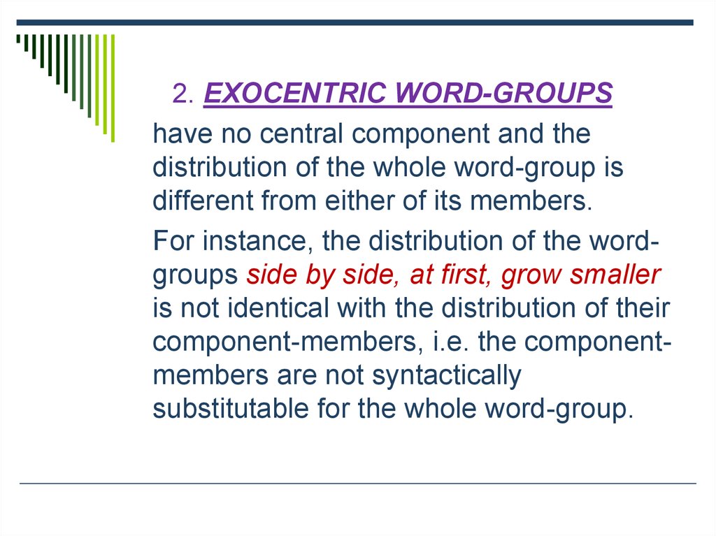 Meaning of word groups. Exocentric Word-Groups. Endocentric and exocentric. Endocentric and exocentric Word-Groups. Endocentric Compound.
