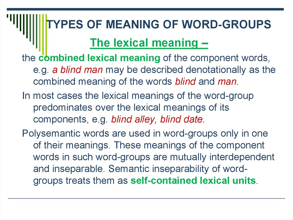 Meaning of word groups. Types of Word meaning. Word Groups. Types of Word meaning презентация. Lexical meaning of the Word.