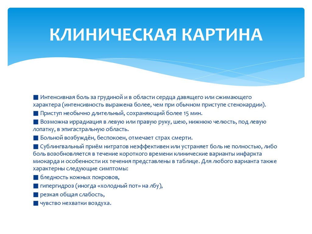 Клиническая картина окс