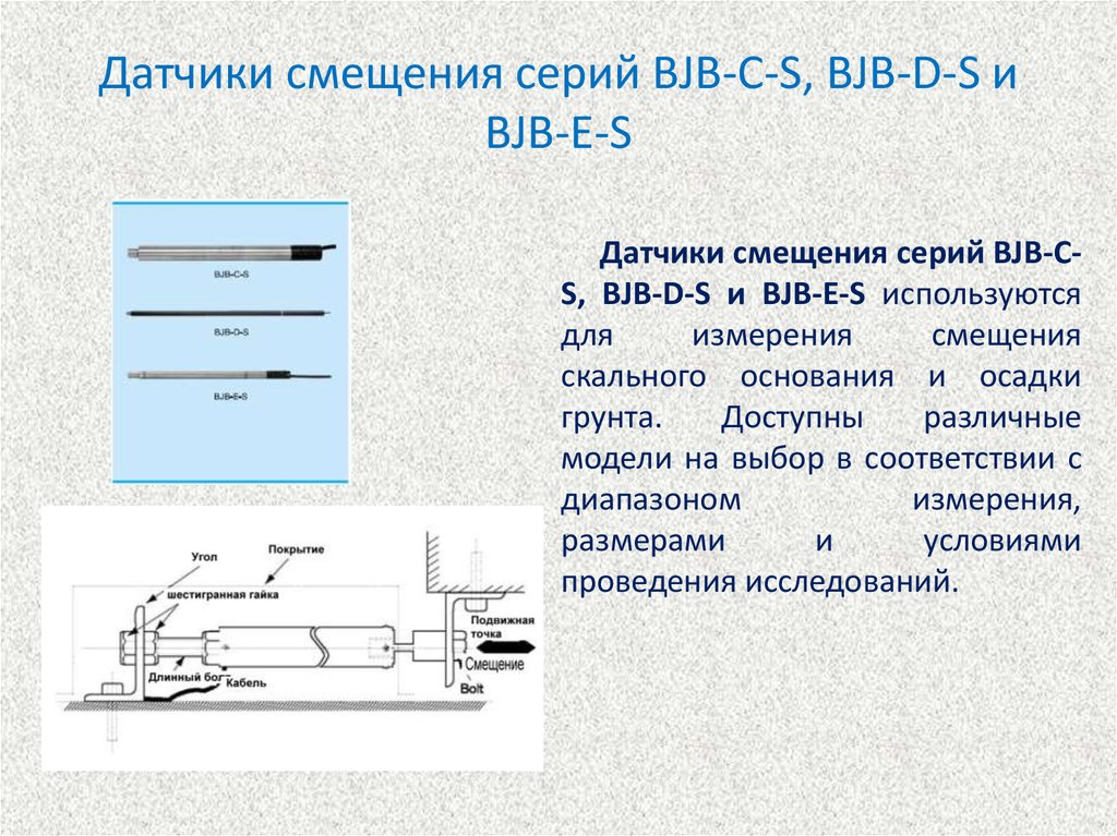 Датчики смещения серий BJB-C-S, BJB-D-S и BJB-E-S