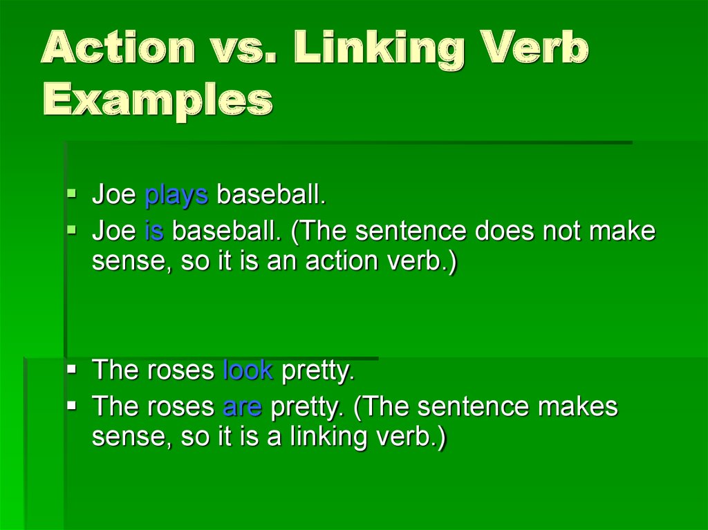 Action Vs Linking Verbs Printable Worksheets