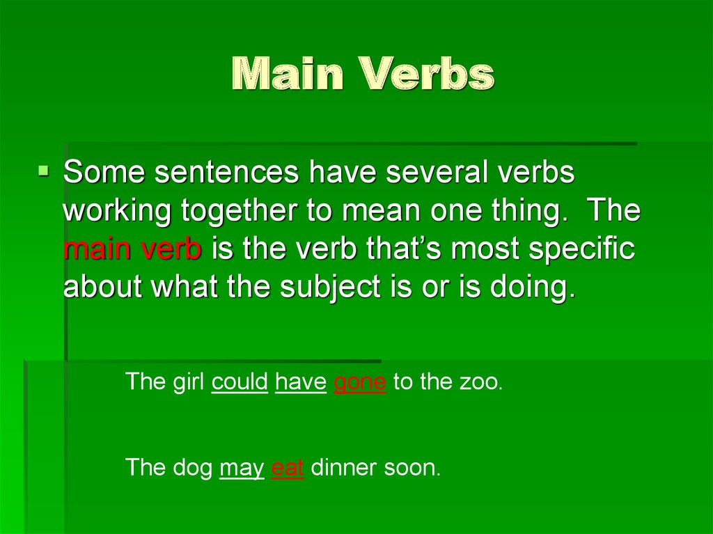 What Is A Main Verb Definition