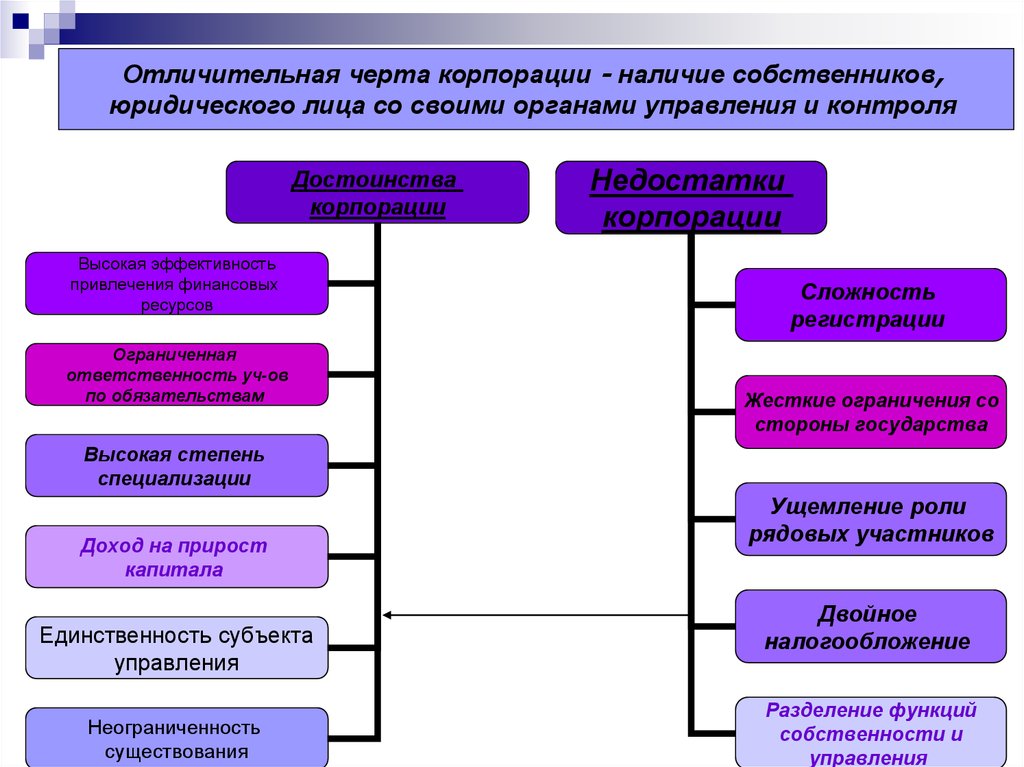 Недостатки корпорации