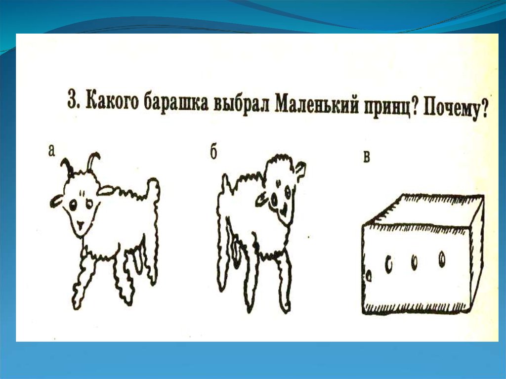 Что просил нарисовать маленький принц для барашка а намордник б веревку в ящик