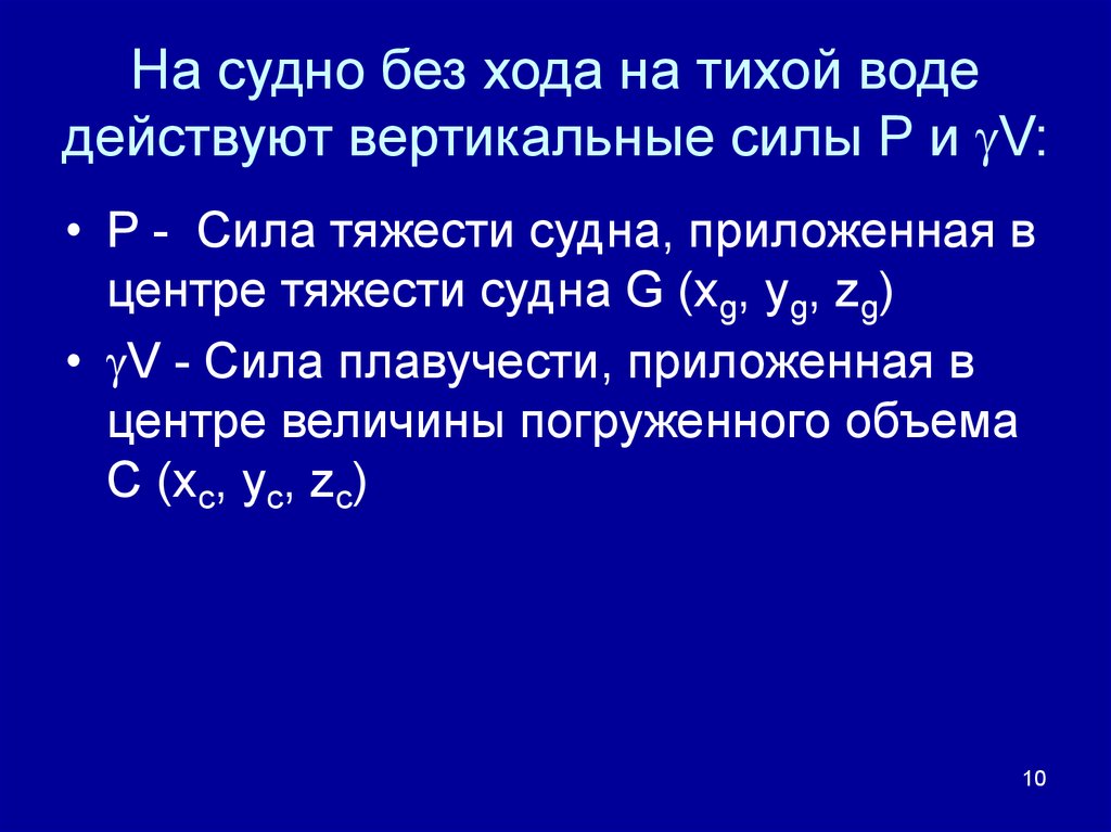 Вертикальная мощность. Уравнение качки на тихой воде.