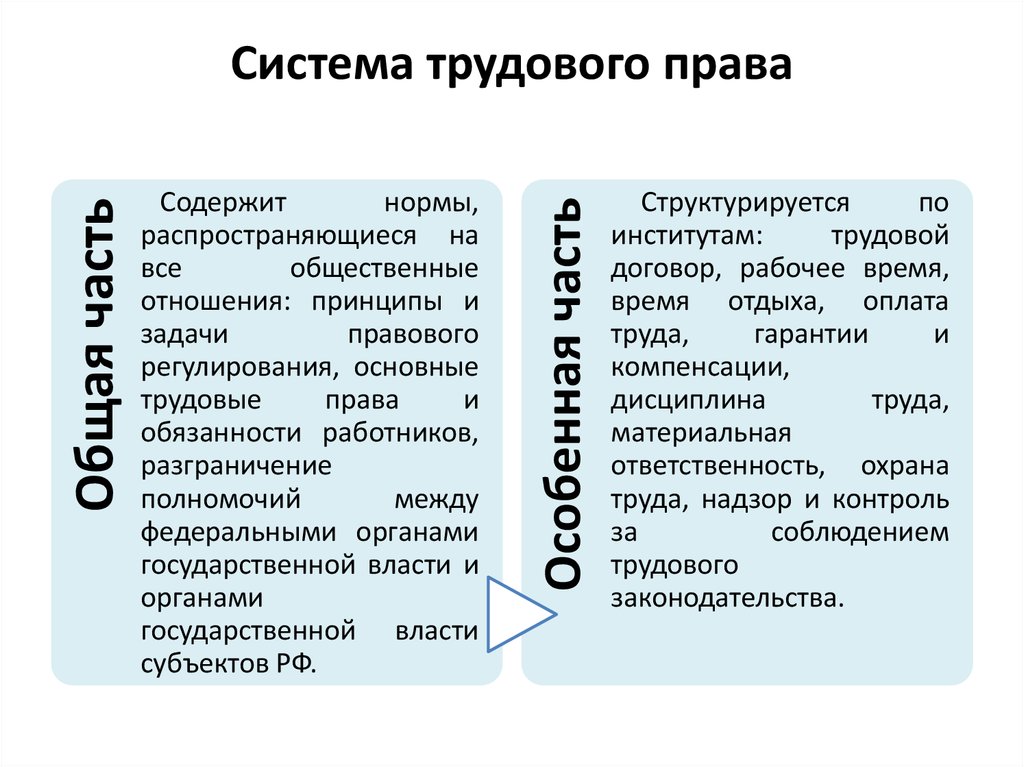 Трудовое право устанавливает. Система трудового права=структура отрасли права. Система трудового права общая часть и особенная часть. Система трудового законодательства РФ схема. Структурные элементы системы трудового права.