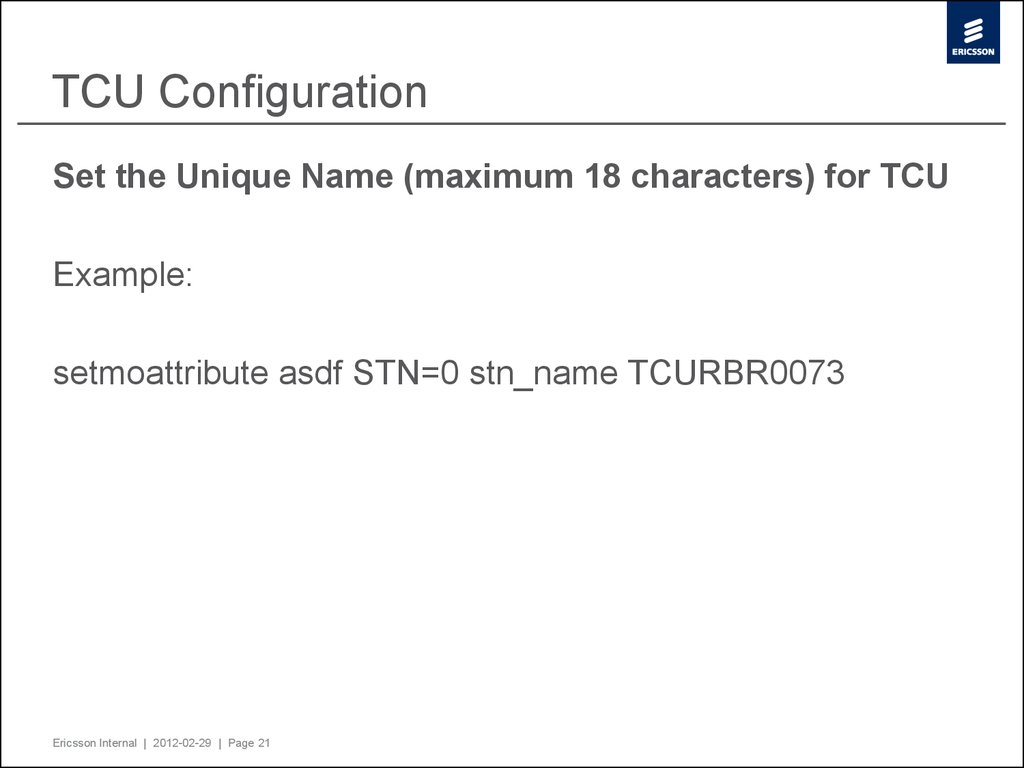 TCU Configuration