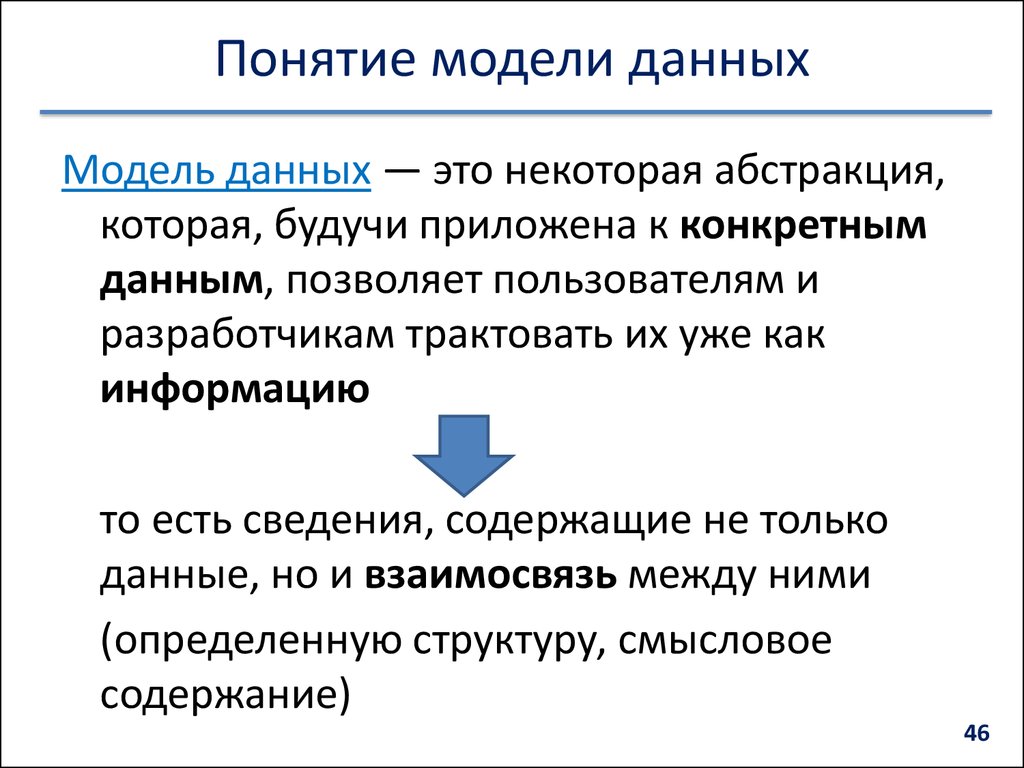 Данная модель особенности данных. Понятие модели данных.