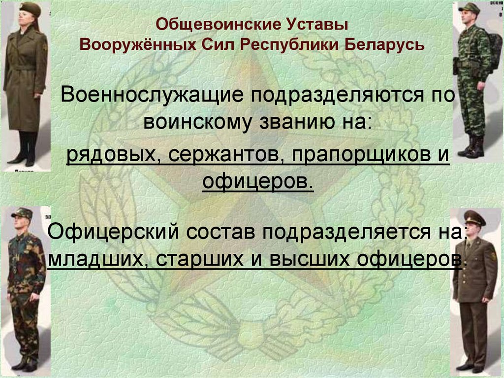 Военнослужащий и взаимоотношения между ними презентация