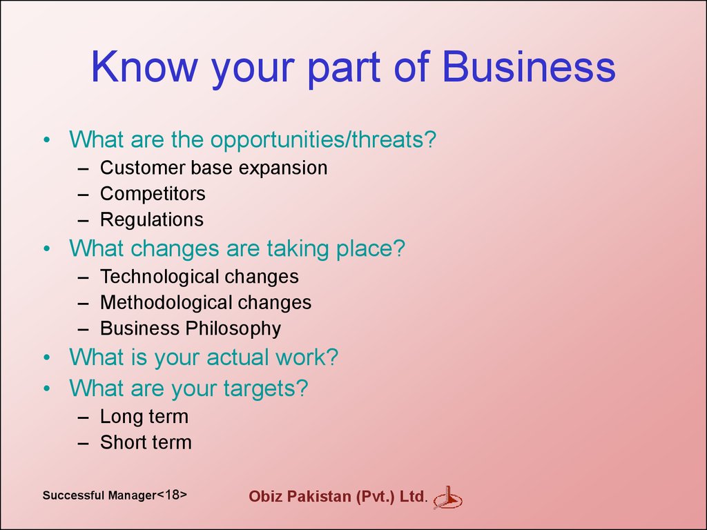 Know your part of Business