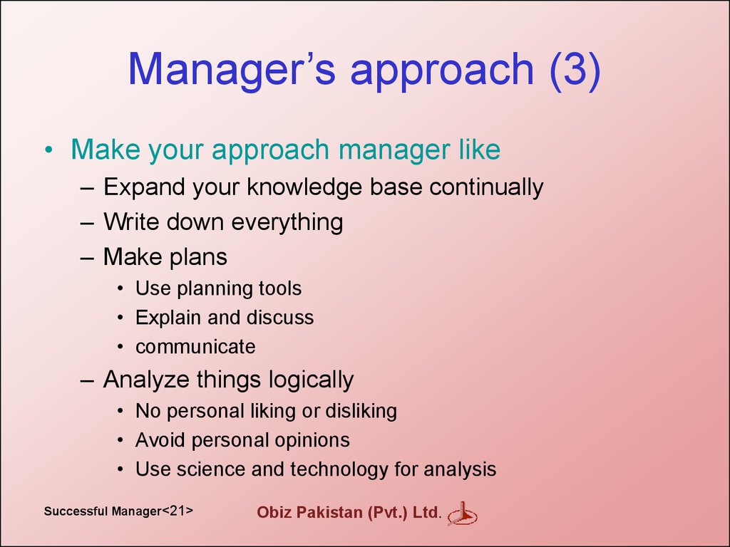 Manager’s approach (3)