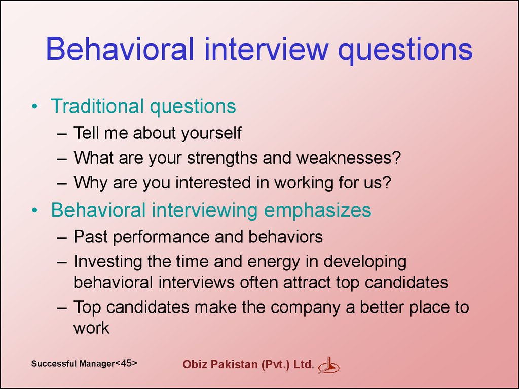 Behavioral interview questions