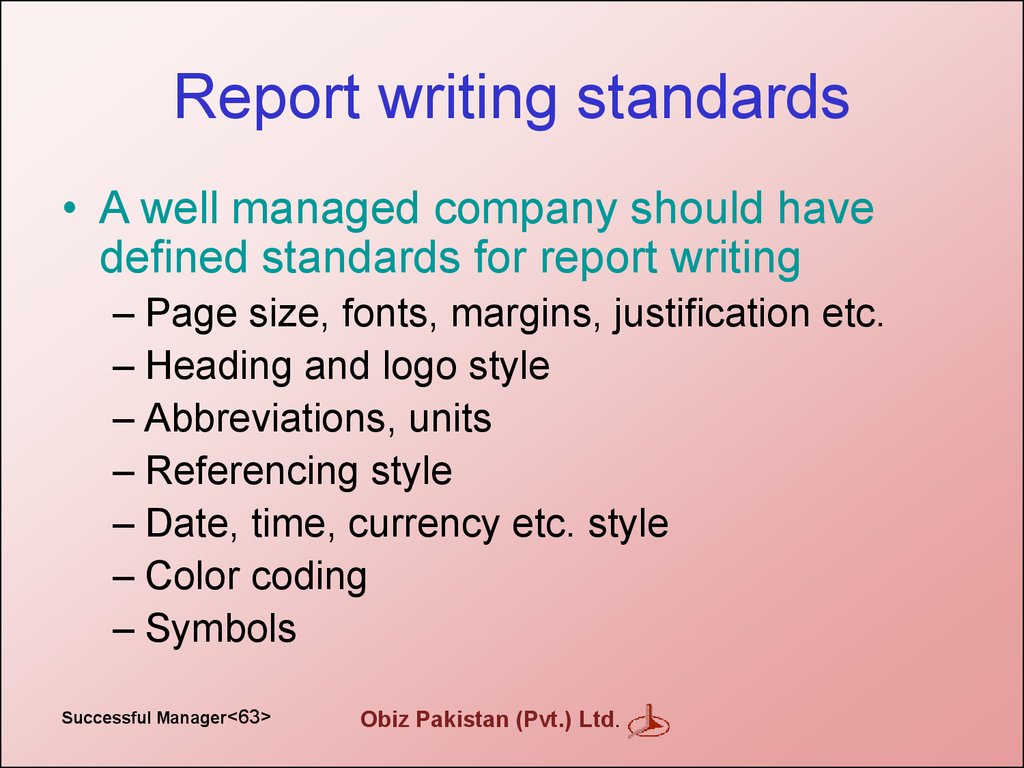Report writing standards