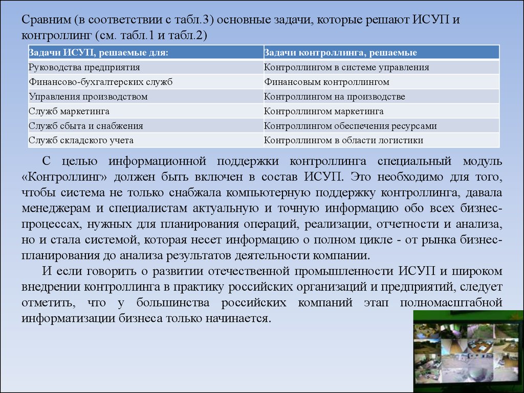 Сравнение соответствия. Задачи ИСУП. Основные задачи ИСУП: руководство предприятия.