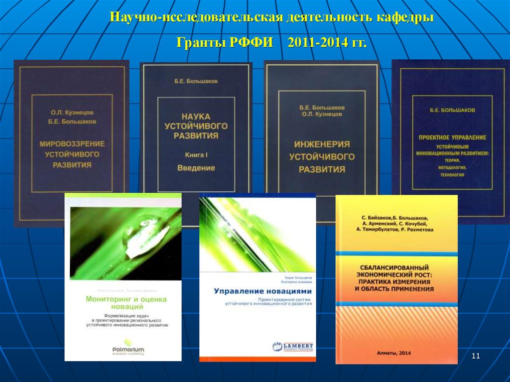 Научная основа формирования. Исследовательская деятельность кафедры. Мировоззрение устойчивого развития. Книги, изданные при поддержке РФФИ. Кузнецов Большаков устойчивое развитие.