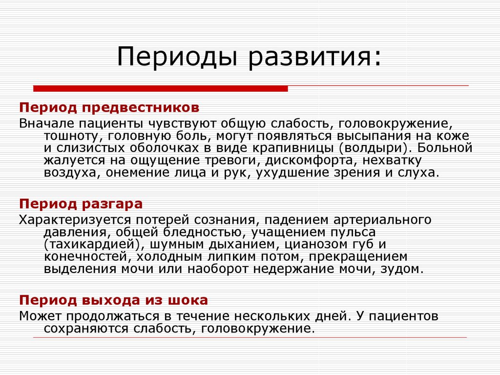 Период выхода. Периоды развития анафилактического шока. Предвестники анафилактического шока. Анафилактический ШОК сроки развития. Анафилактический ШОК период предвестников.