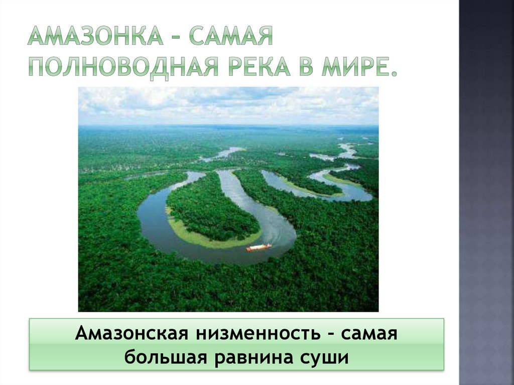 Описать амазонскую низменность по плану 5 класс