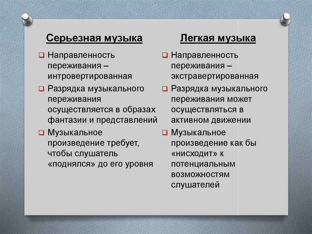 Музыка серьезная и легкая 8 класс презентация