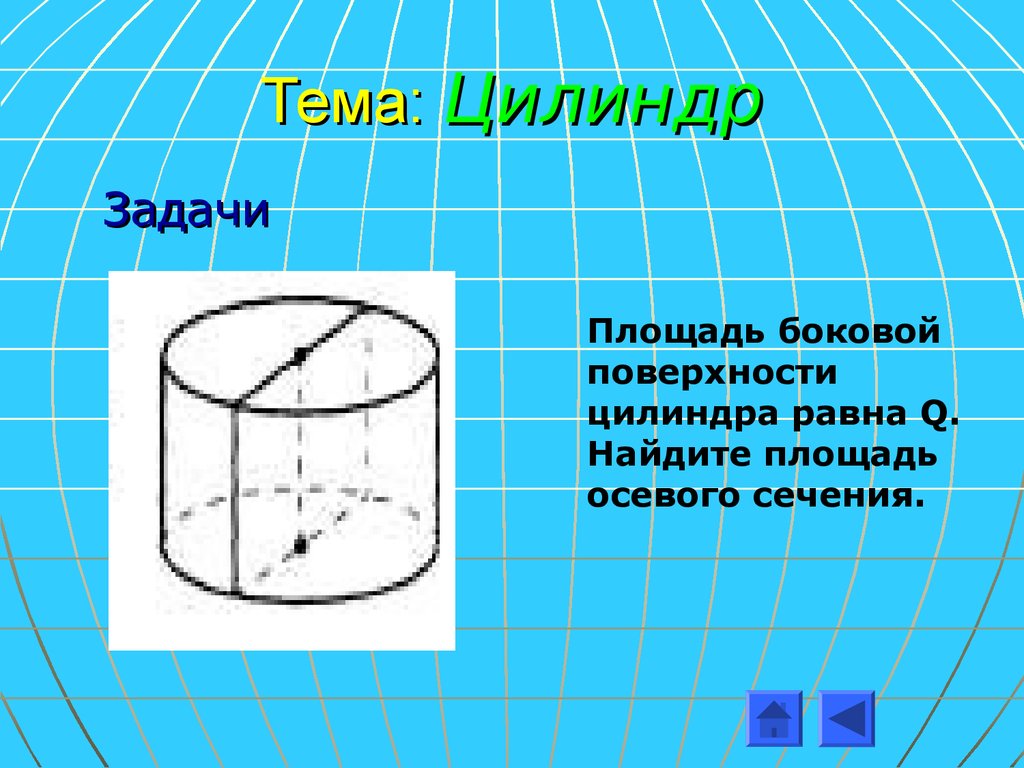 Площадь боковой поверхности цилиндра радиус основания. Боковое сечение цилиндра. Тема цилиндр. Площадь бокового сечения. Цилиндр геометрия 11 класс.