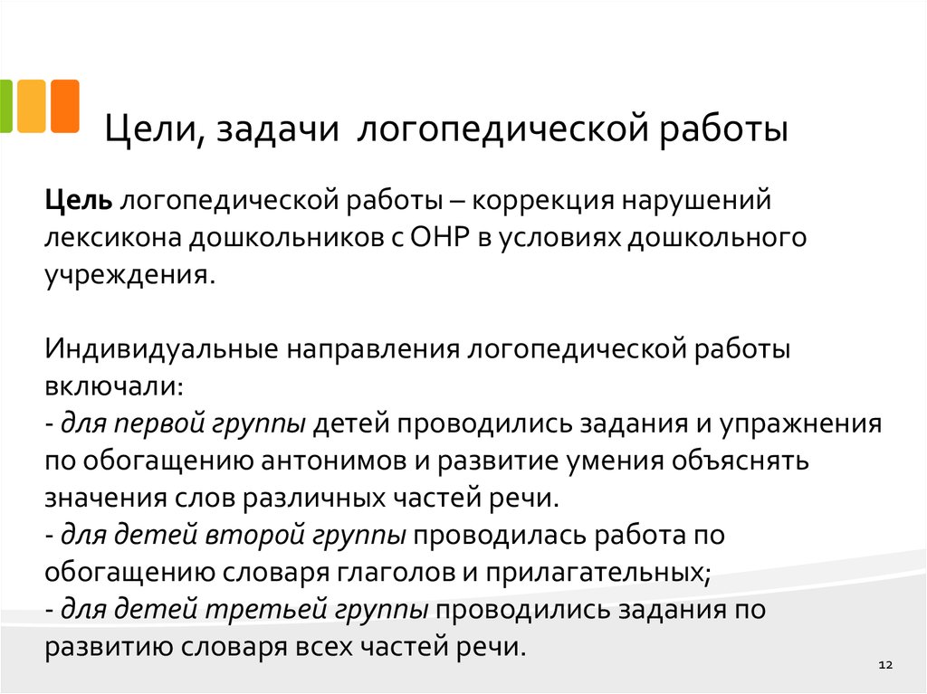 Содержание цель и задачи логопедического воздействия