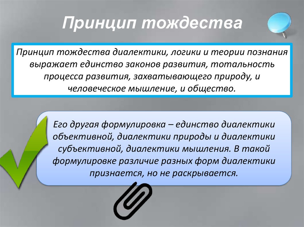 Принципы диалектики. Единство диалектики, логики и теории познания. Совпадение диалектики, логики и теории познания.. Принцип тождества. Принцип тождества в логике.