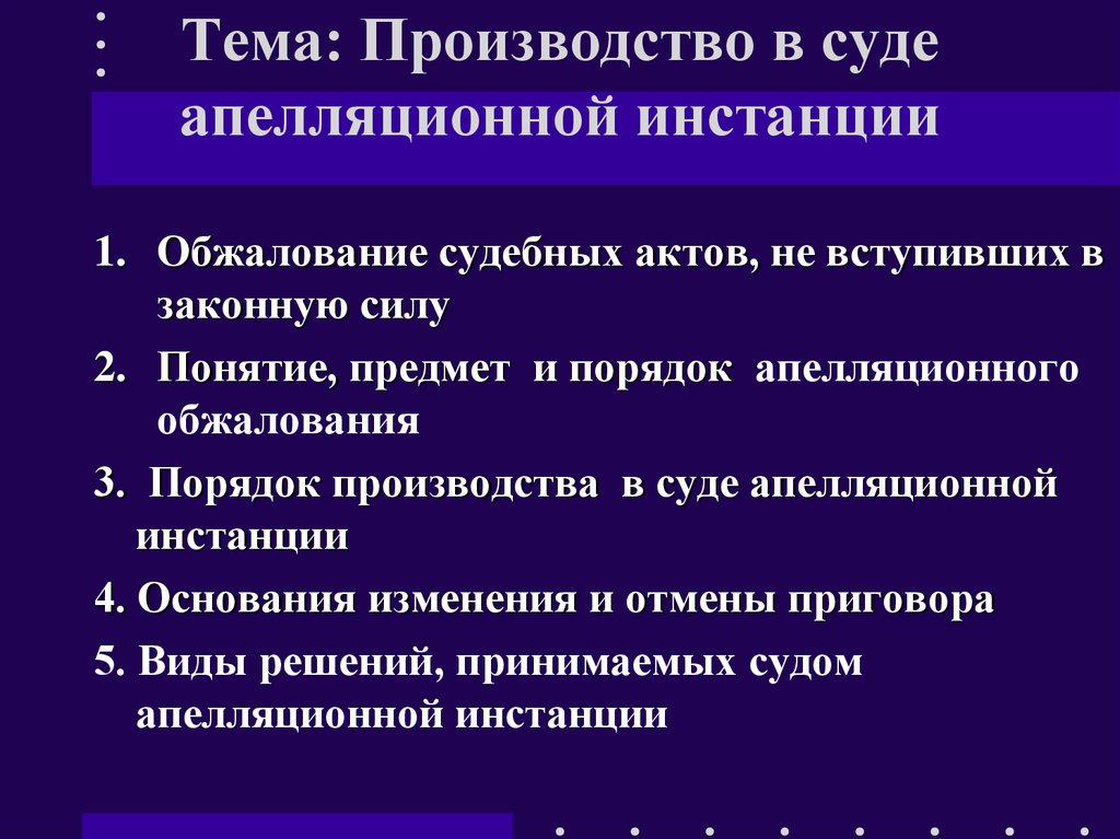 Апелляционное производство в гражданском процессе презентация