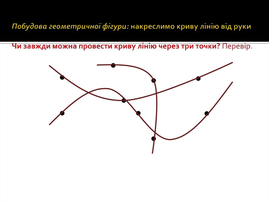 Побудова геометричної фігури: накреслимо криву лінію від руки Чи завжди можна провести криву лінію через три точки? Перевір.