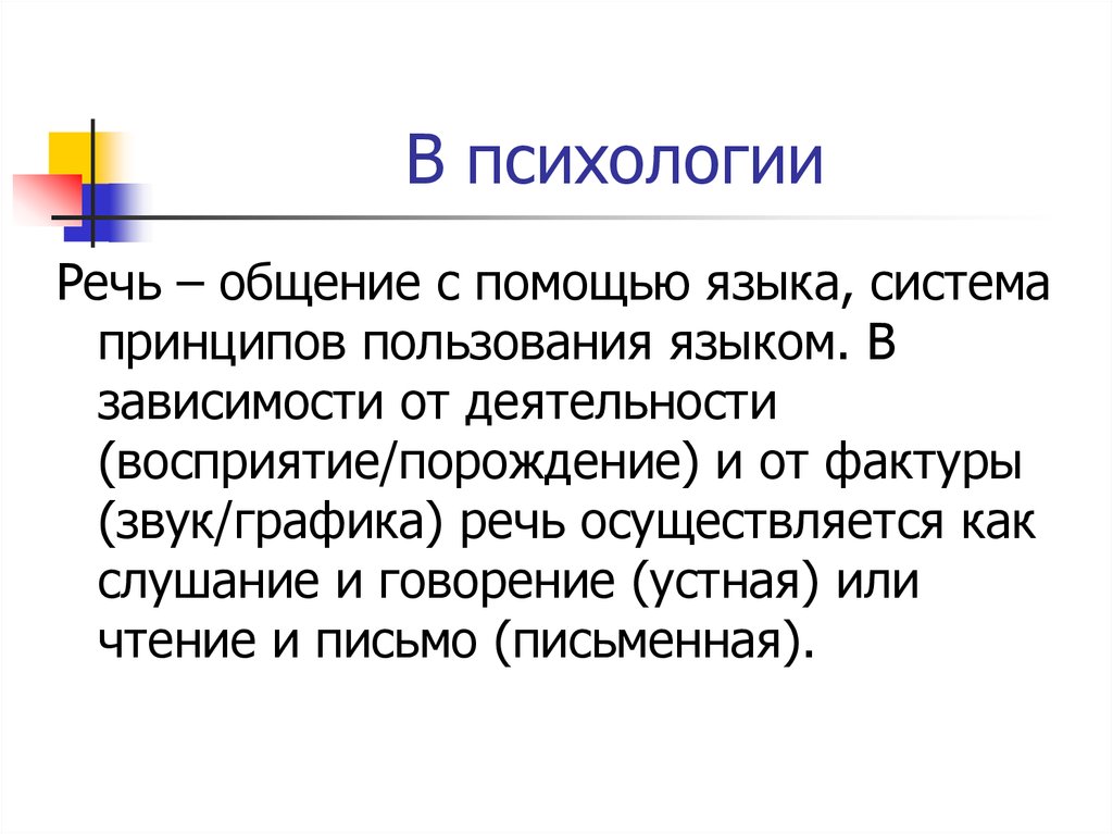 Речь и язык в психологии презентация