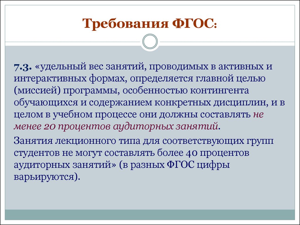 Фгос 7 вид. Интерактивные оценочные средства. Федеральные государственные требования определяют содержание. Процент занятий, проводимых в интерактивных формах. Фгос3++ может ли практика быть аудиторной.