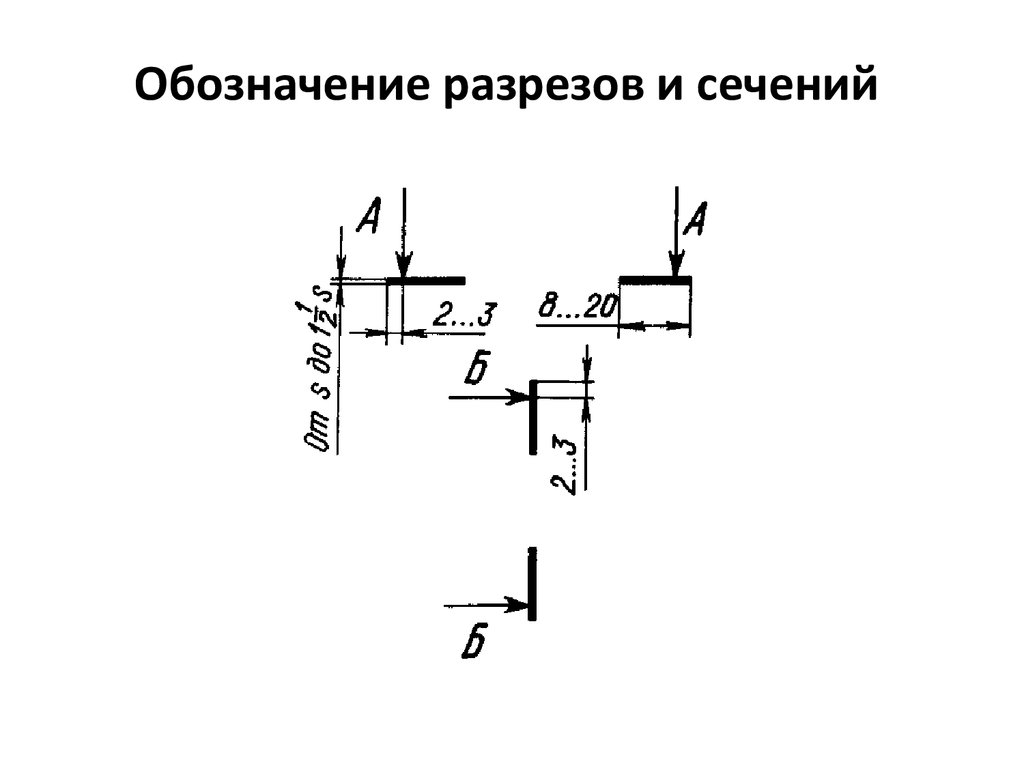 Линия разреза на чертеже. Размер обозначения разреза на чертеже. Обозначение диаметра на чертеже с разрезом. Обозначение сечения на чертеже ГОСТ. Обозначение разреза на чертеже.