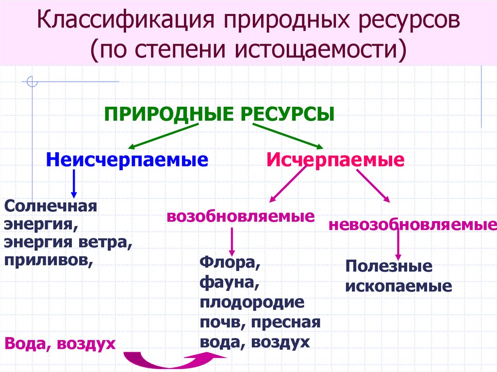 Используя текст учебника продолжите заполнение схемы природные ресурсы по исчерпаемости 8 класс гдз