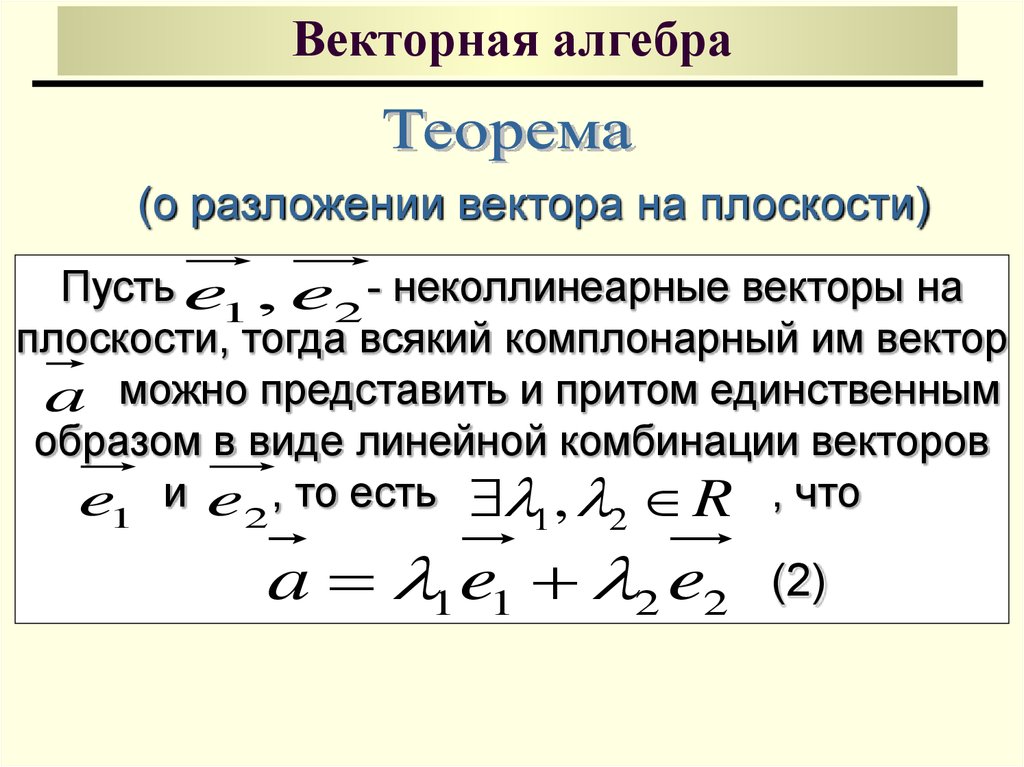 Формулы векторной алгебры