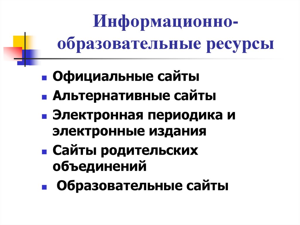 Образовательные информационные ресурсы презентация